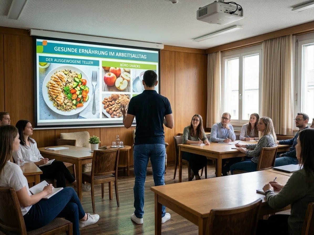 Ernährungs Vortrag Yannick Golz hält einen Vortrag über BGF